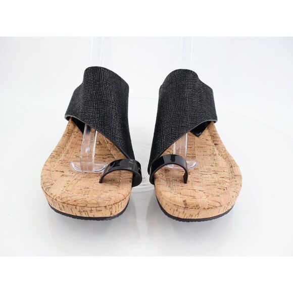 Donald J. Pliner Gyer2 Womens Leather Slip On Wedge Sandals Black Size 8.5 Thong - Picture 8 of 13